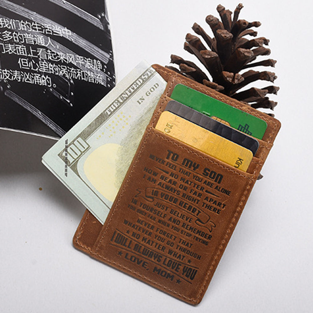 AP156 To My Son Daughter Minimalist Wallet Gift from Dad Mom RFID Blocking Cowhide Leather Front Pocket Card Bag AP156 To My Son Daughter Minimalist Wallet Gift from Dad Mom RFID Blocking Cowhide Leather Front Pocket Card Bag